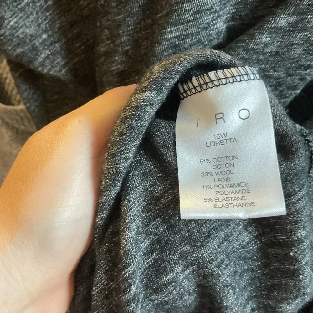 Iro Loretta Gray Knit Front Twist Mini Dress Size Small
